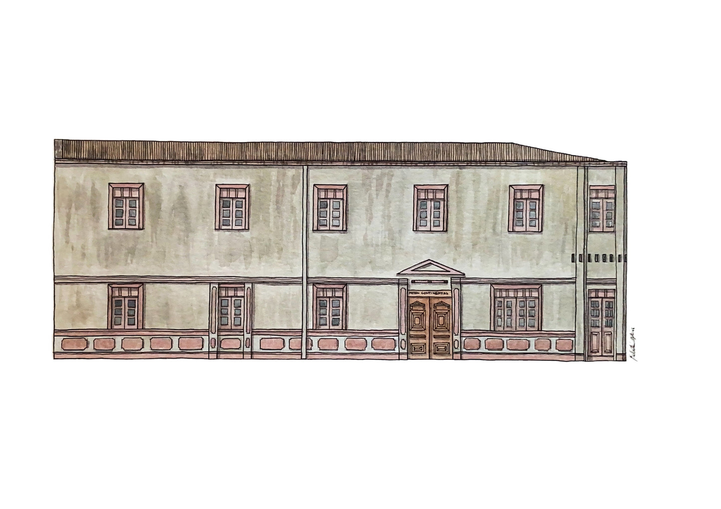 Hotel Continental, Fachada A. Varas, Temuco (Copia 3/4 Edición Limitada)